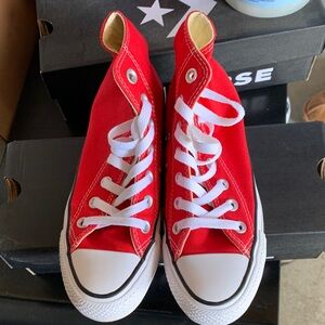 Converse Red High-Top Sneakers with White Accents